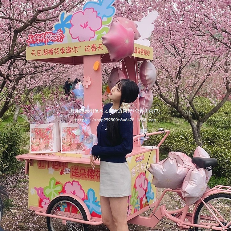 电动移动餐车摆地摊小吃车网红户外可骑行倒骑驴三轮车流动售货车