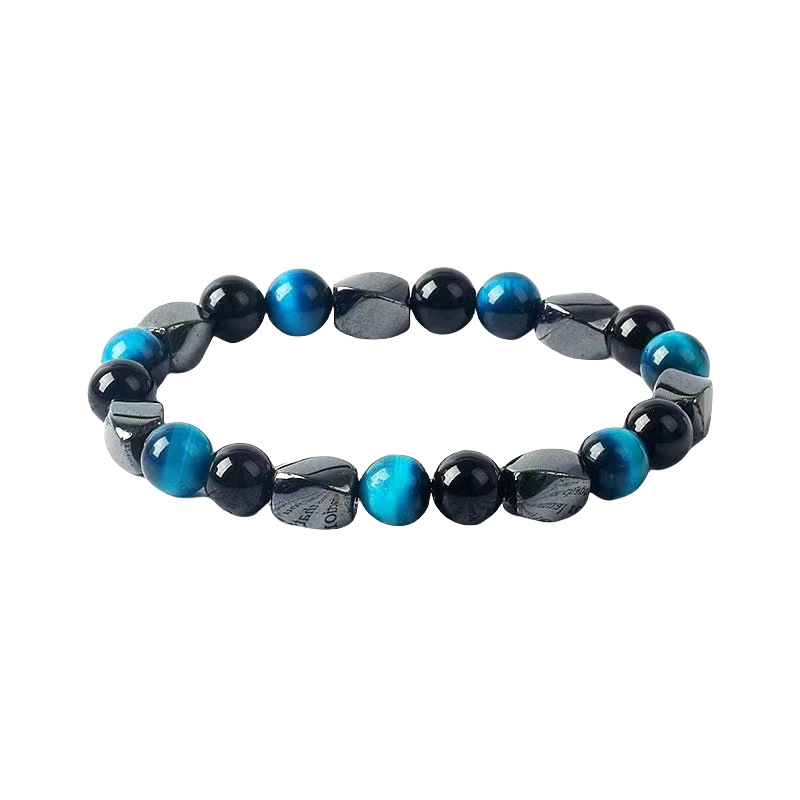 구멍 블루 타이거 아이 + 브라이트 스톤 + 블랙 담즙