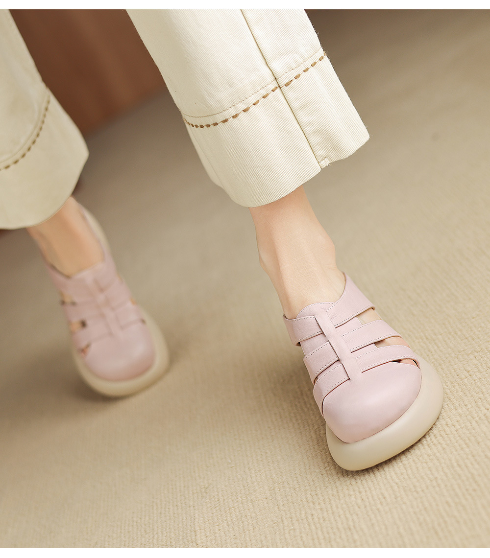 Sandal cao gót nữ mũi hở phong cách La Mã đế dày 6 cm — đen chi tiết 10