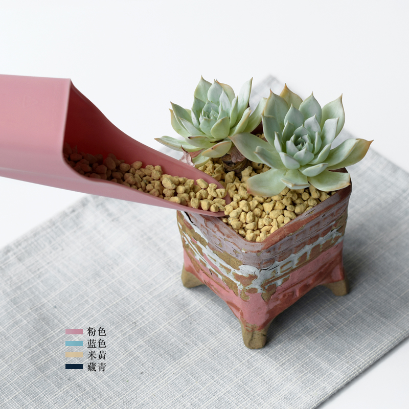 즙이 많은 포장 삽 양동이 삽 토양 좁은 입 양동이 삽 심기 즙이 많은 도구 곡선 입 냄비 세트 녹색 식물 꽃 삽 플라스틱