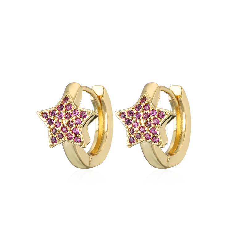 Fashion Copper Micro-inlaid Five-pointed Star Earrings display picture 3