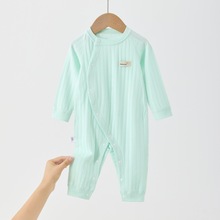 新生儿婴儿长袖连体衣保暖衣春秋装宝宝哈衣爬服打底睡衣斜襟开衫