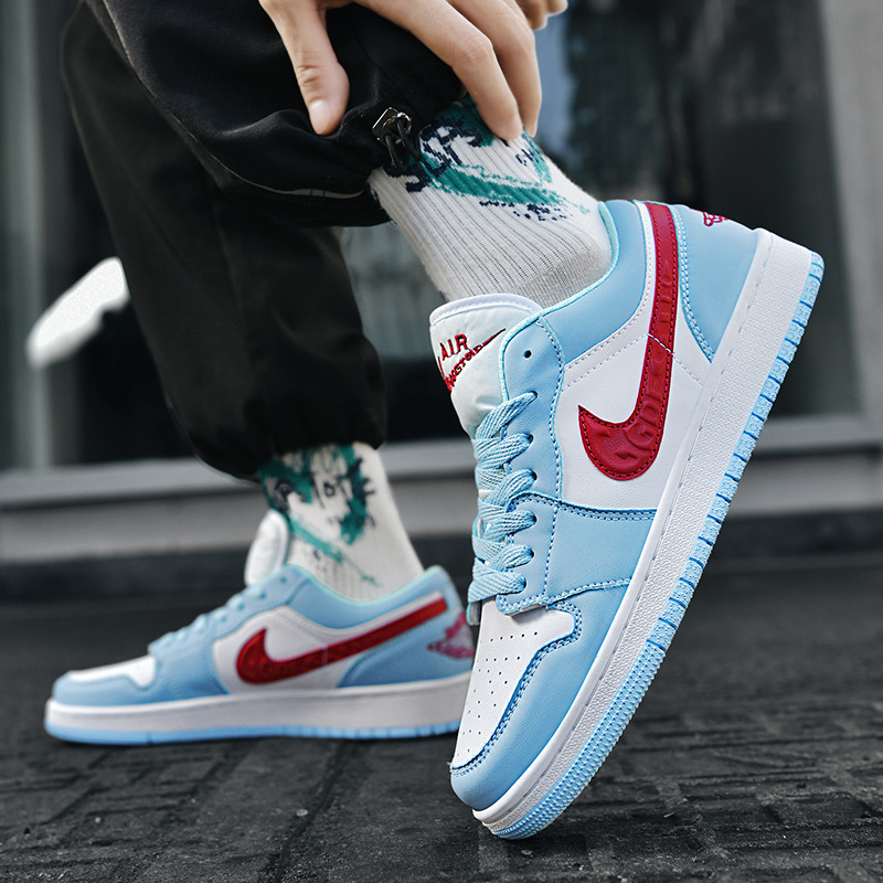 Putian Aj Men's Shoes Low-Top Dunk Doraemon White Blue Red Casual Sneakers Aj1 Navy Blue Sports Basketball Shoes for Women