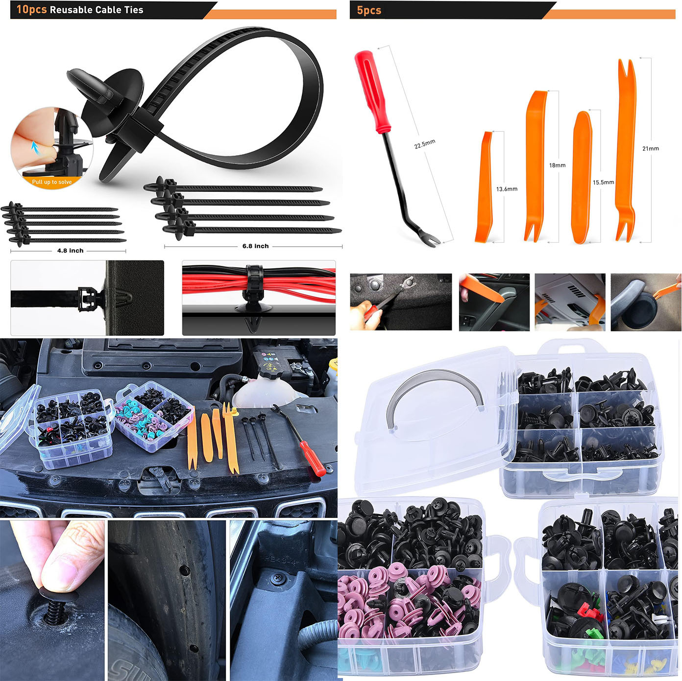 725 680 UNIDS en caja hebilla universal de parachoques del coche reparación tornillo remache sujetador accesorios traje