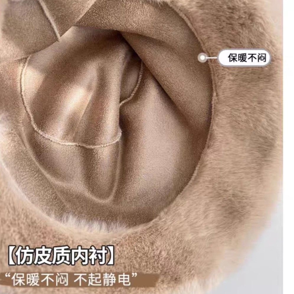 Sombrero de lana para mujeres otoño invierno frío blanco sombrero caliente sombrero noreste sombrero de cuenca sombrero protector de orejas mostrando cara pequeño sombrero de pescador peluche