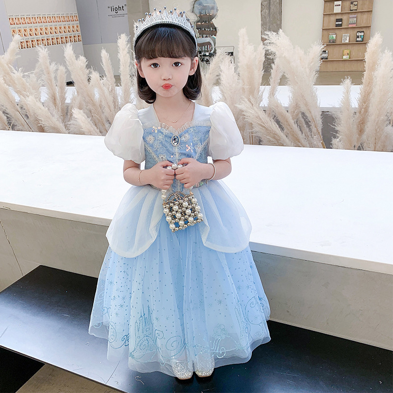 Children's Girls' Cinderella Princess Dress Summer Little Girl Flower Girl Dress Piano Performance Dress