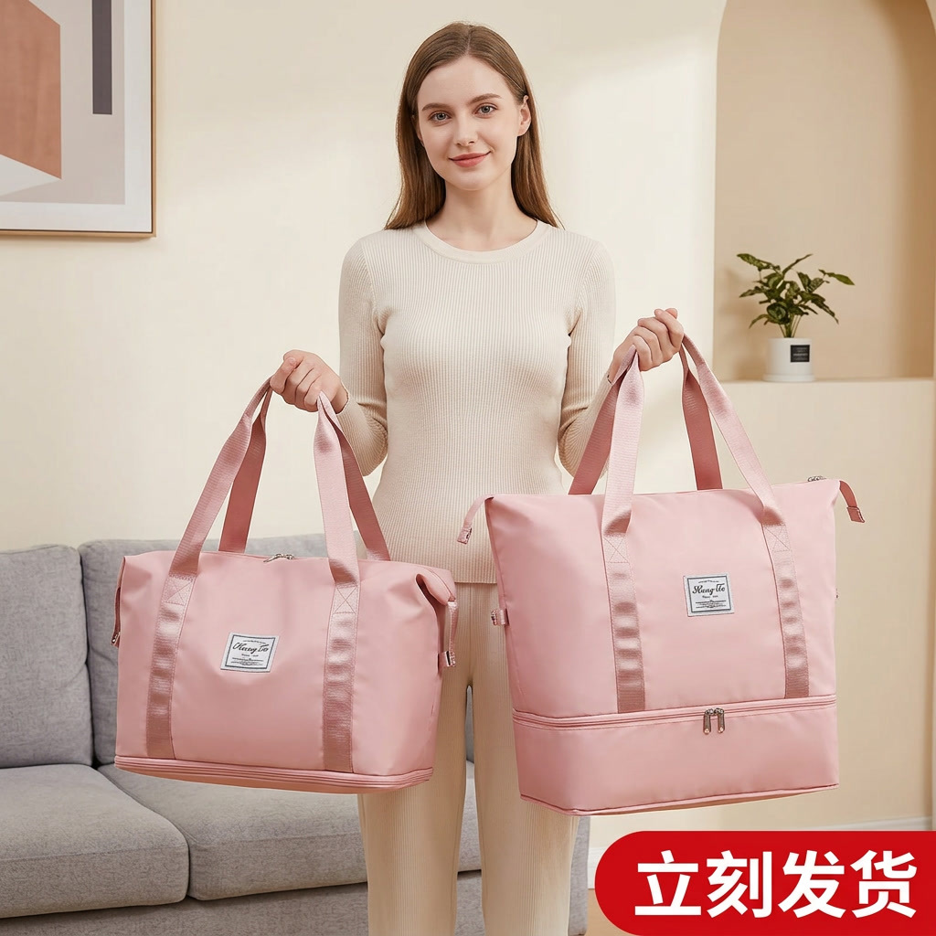 Foldable travel bag for women, short-trip tote, extra-large capacity, lightweight gym bag, ideal for maternity essentials, travel, and business trips
