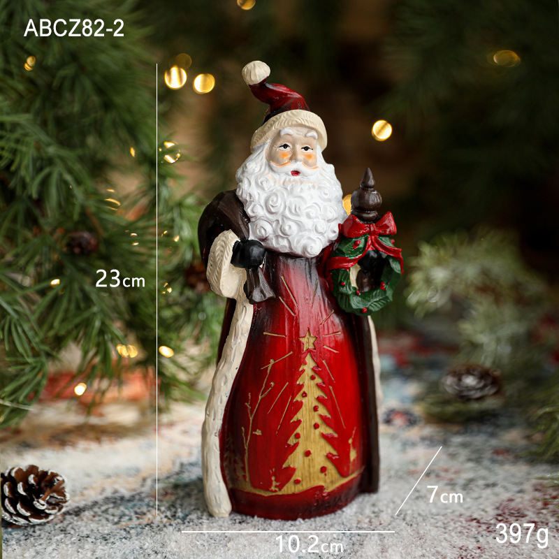 新しいアイデアクリスマスプレゼント置物クリスマス装飾樹脂サンタクロース人形デスクトップ芸術品置物|undefined