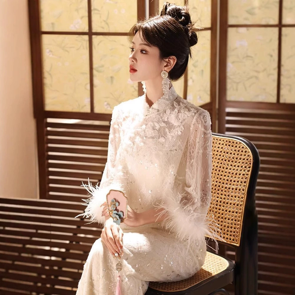 Новое улучшенное обручальное платье Cheongsam в китайском стиле для женщин, новое платье для тостов, свадебное платье для невесты, элитная легкая роскошь, нишевая роскошь.