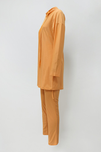 Full Enclosure Hot Spring Underwater Split Beach Swimsuit with Conservative Long Pants and Hooded Top Two-Piece Set