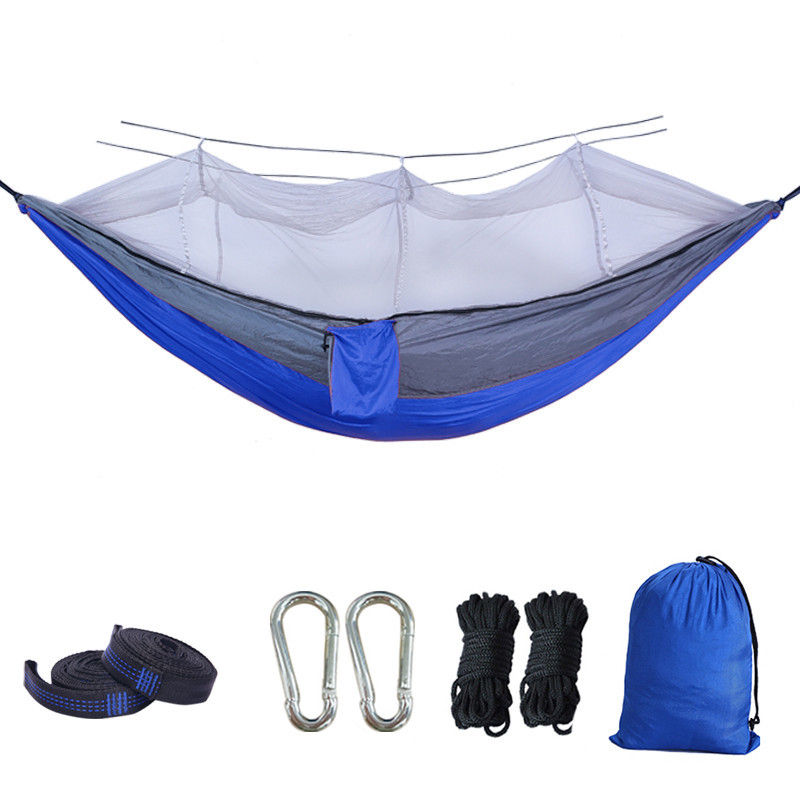 Quick-abierto mosquito red hamaca acampar al aire libre paraguas de tela portátil anti-Flip anti-mosquito hamaca doble individual