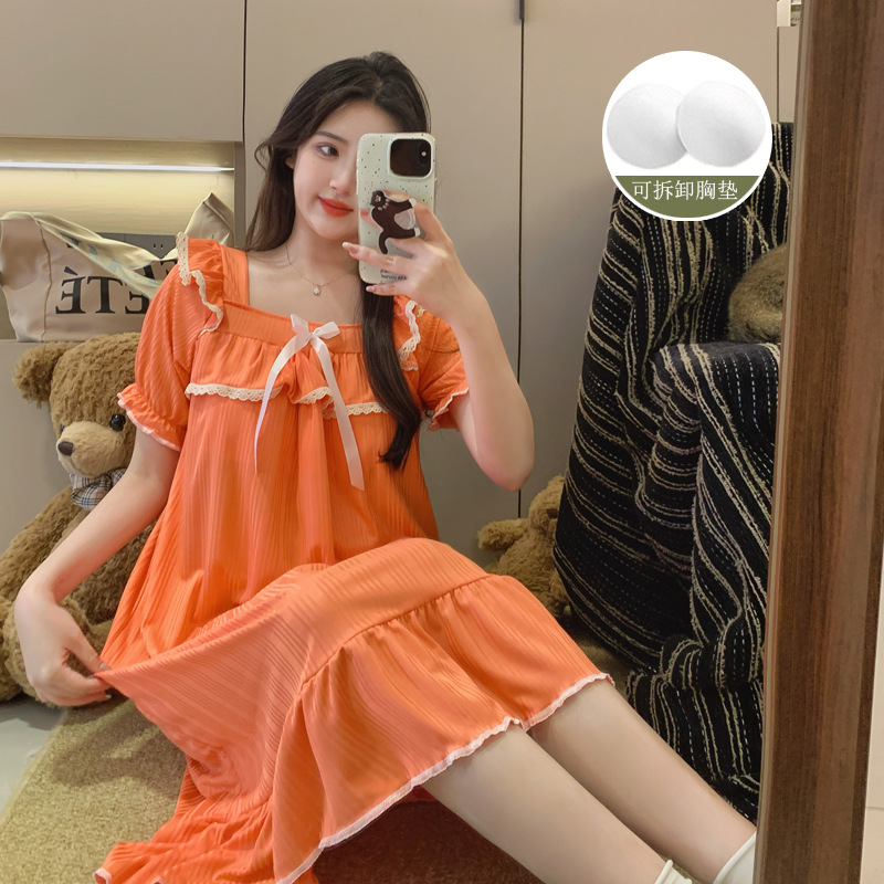 Fábrica directa de verano pijama chica tira de leche pijama con almohadilla de pecho dulce ropa de hogar largo comercio exterior