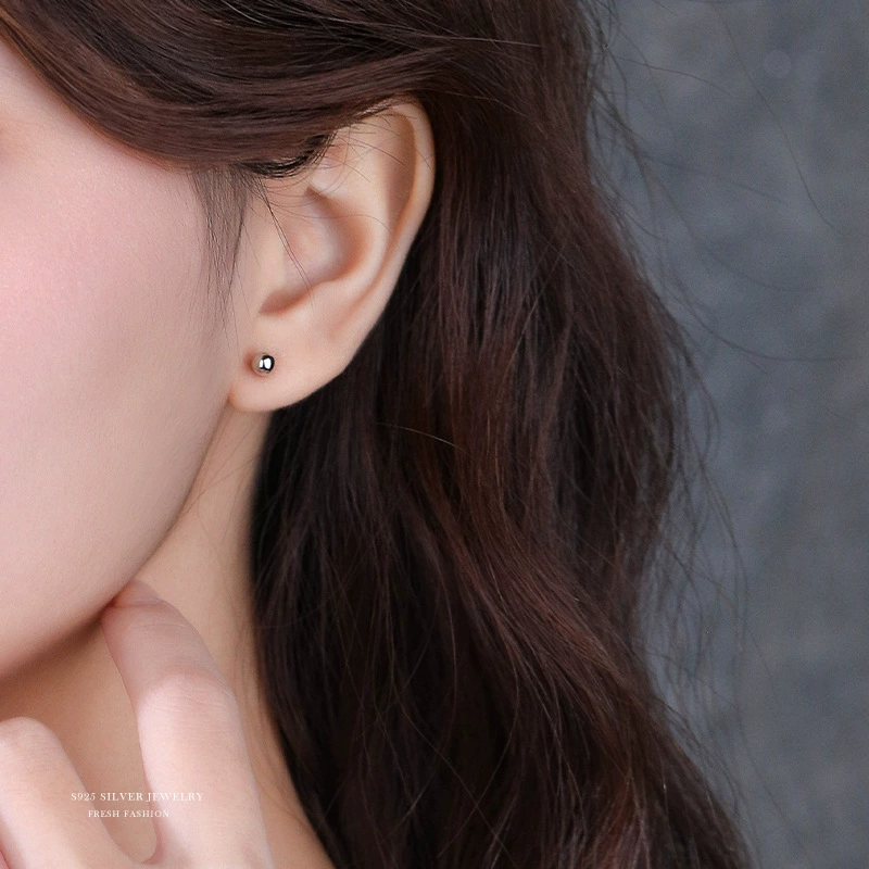 Камелия 小耳 Earrings, маленькие круглые бусины, брендовый аксессуар, образец серебра 999, корейский стиль