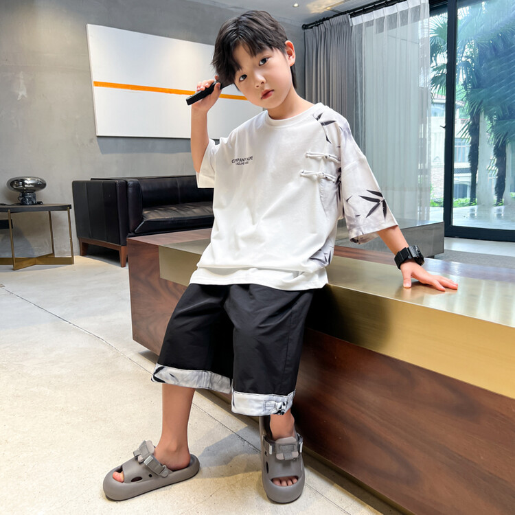 Set di magliette estive a maniche corte per ragazzi 2024 Nuovo stile cinese, comode, delicate sulla pelle, in morbido cotone puro_voghion.com