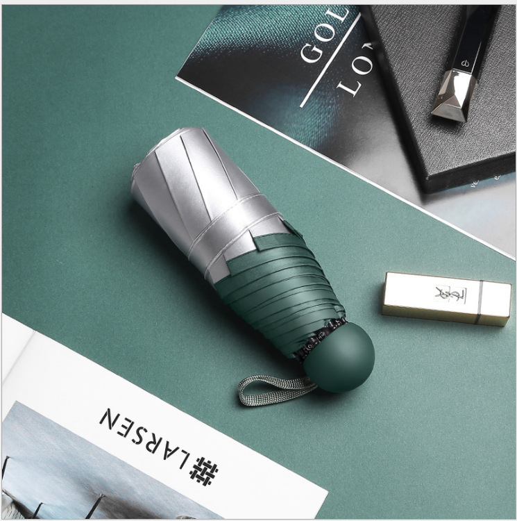 墨緑円五折チタン銀傘（全遮光）