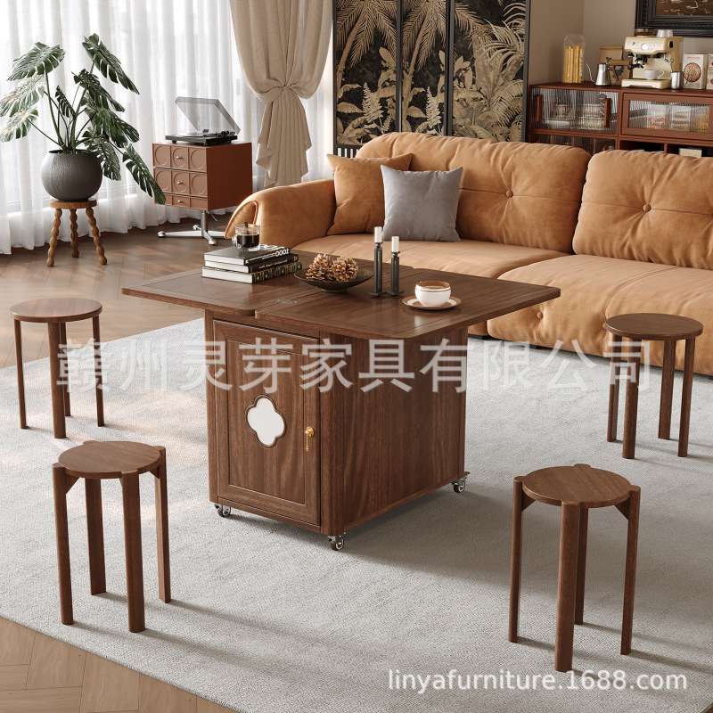 实木小推车茶几家用可折叠移动茶台茶桌小户型客厅多功能沙发边几|undefined