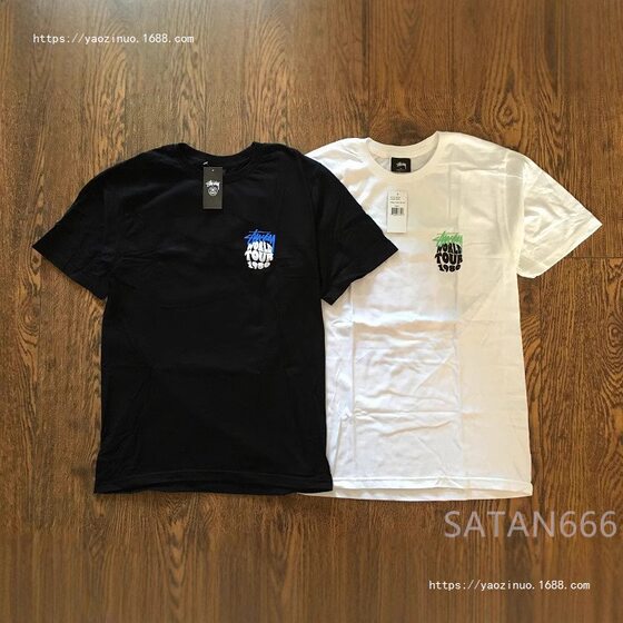 [Strength in stock] Stussy World Tour 1980 TEE Classic LOGO Short-sleeved TEE