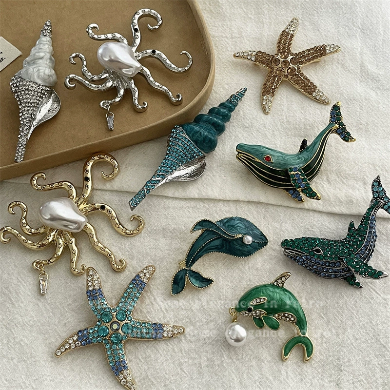 Морской модный брошь, элегантная ретро-сумка, аксессуар, европейский стиль