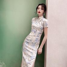 法式旗袍2024年新款气质高档中国风长款改良版显瘦款少女连衣裙夏