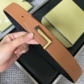 Gunmetal base with gold plate buckle, dark yellow lychee grain strap, 3.8cm wide