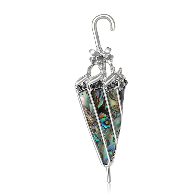 Fashion Versatile Alloy Abalone Shell Umbrella Brooch Classic Personality Women's Clothing Brooch Accessory Pin