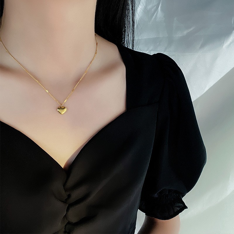 304 Stainless Steel Chain Material snake chain Chain Type Fashion Simple Style Heart Shape Titanium Steel Plating Necklace