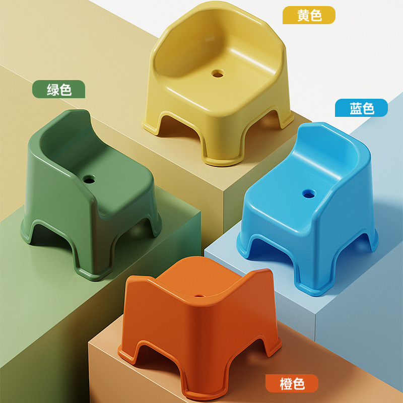Infants and Young Kidsren Plastic Small Stool Backrest Chair Thickeneded Baby Sofa Dining Chair Small Chair Anti-Skid Stool Bath Stool