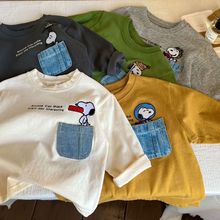 2023春秋款童装T恤打底衫童t恤男女童长袖韩版卡通宽松上衣0041