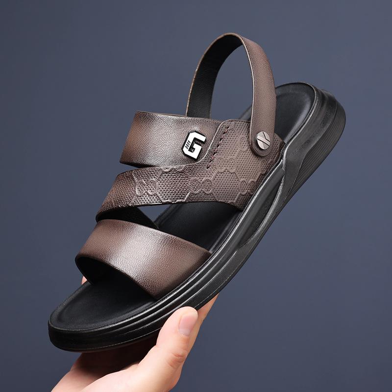 Primera capa de piel de oveja de verano nuevos hombres sandalias de cuero casual hombres zapatos de playa Sandalias de gama alta zapatillas de cuero zapatos de los hombres