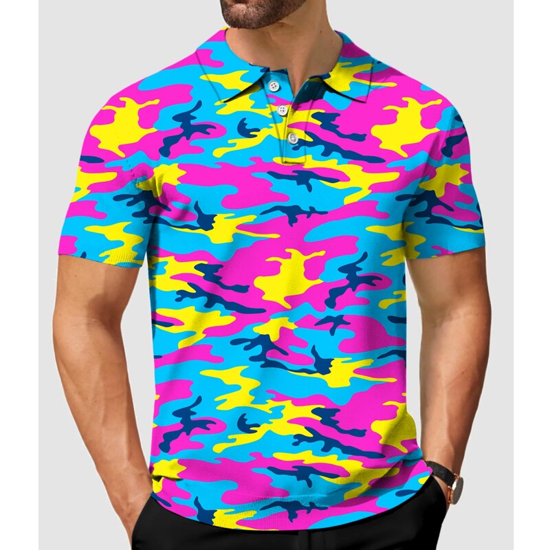 Camouflage Golf Polo Shirt Men's Summer Outdoor Sports T-Shirt Quick-Drying Casual Golf Shirt Fashion Top