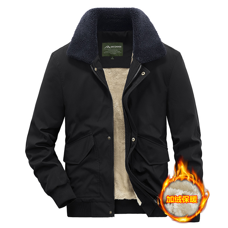 Winter casual zipper spot plus velvet solid color cotton body type…