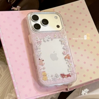 少女心可爱适用苹果17手机壳iphone16pro透明闪粉小狗18/15放小卡