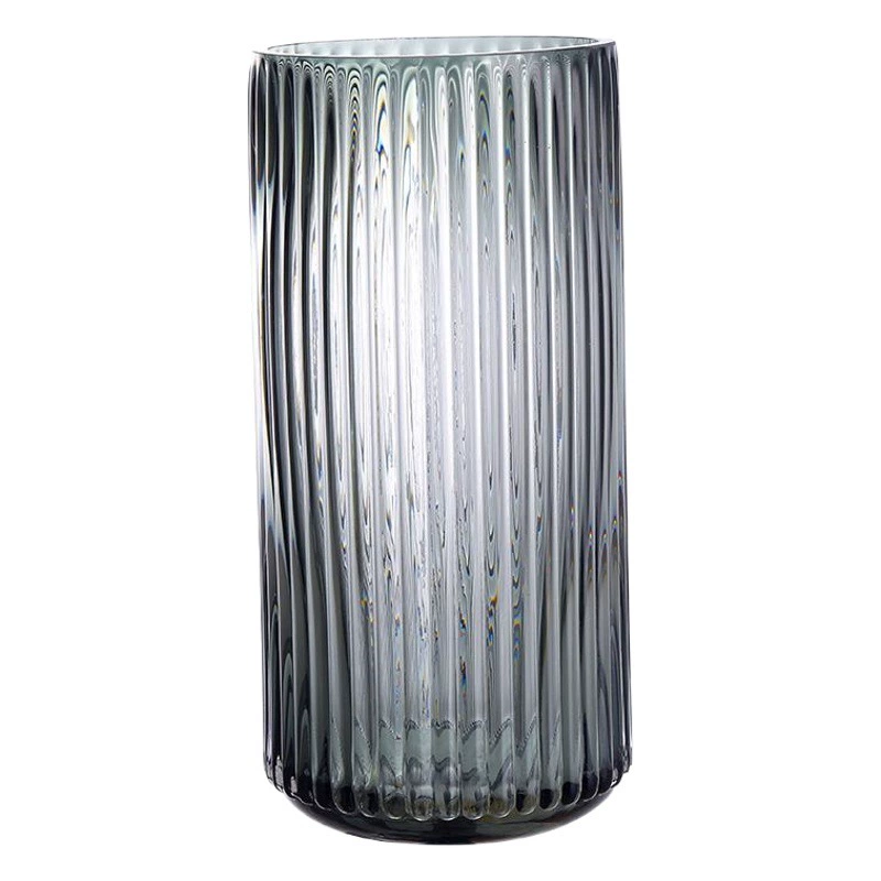 Европейские цветы в свежем стиле, зеленые вертикальные полосы, стеклянная ваза с круглым горлом, прозрачное устройство для цветочных композиций, стеклянная бутылка, цветочный горшок для украшения гостиной