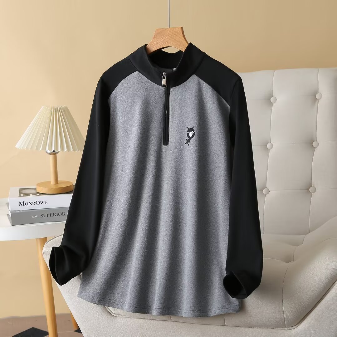 2024 Autumn Winter New Color-Block Half-Zip Sweatshirt For Women Fashion Cat Print Long Sleeve Versatile Top H72 2443_voghion.com