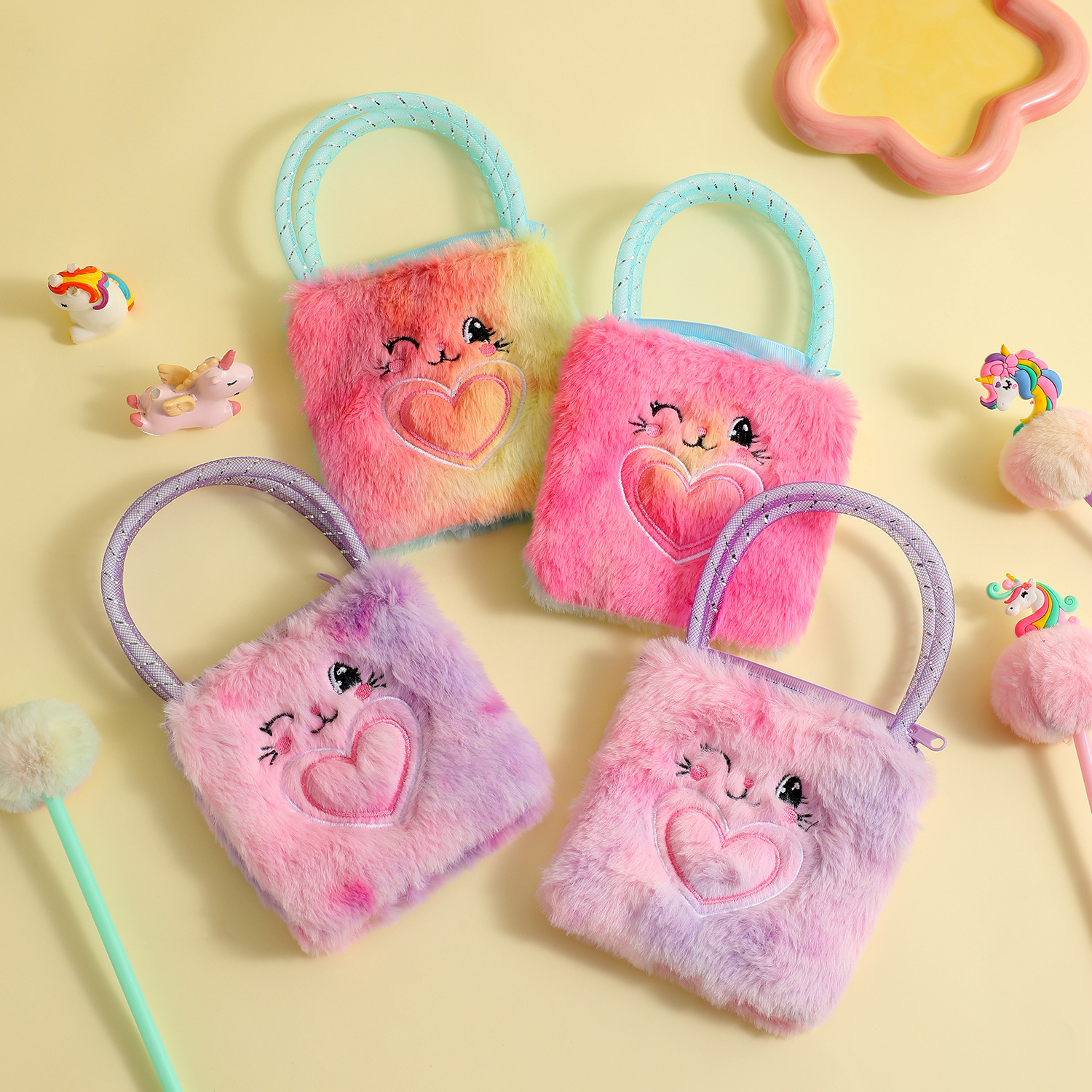 108g Weight Zipper Closure Type Single Shoulder Strap Strap Type Crossbody Bag Bags Type Daily, Shopping Occasion Plush Material Bow Knot Pattern All Seasons Season Girl'S Gender Cute Style Square Shape Small Size Girl'S Small Plush Bow Knot Cute Square Zipper Crossbody Bag 5