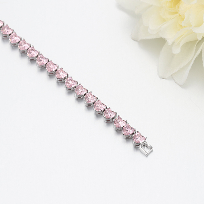 Xuping rosa gemas artificiales amor pulsera suave dulce viento aleación de cobre chapado blanco joyas de lujo ligeras al por mayor mujeres