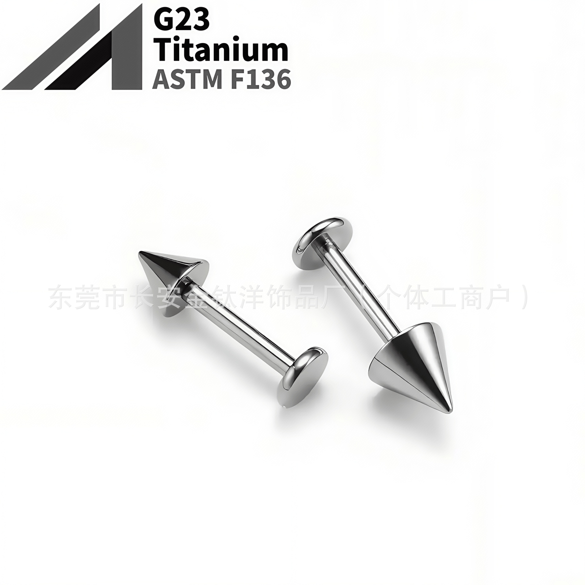 16G labret stud size and finish detail