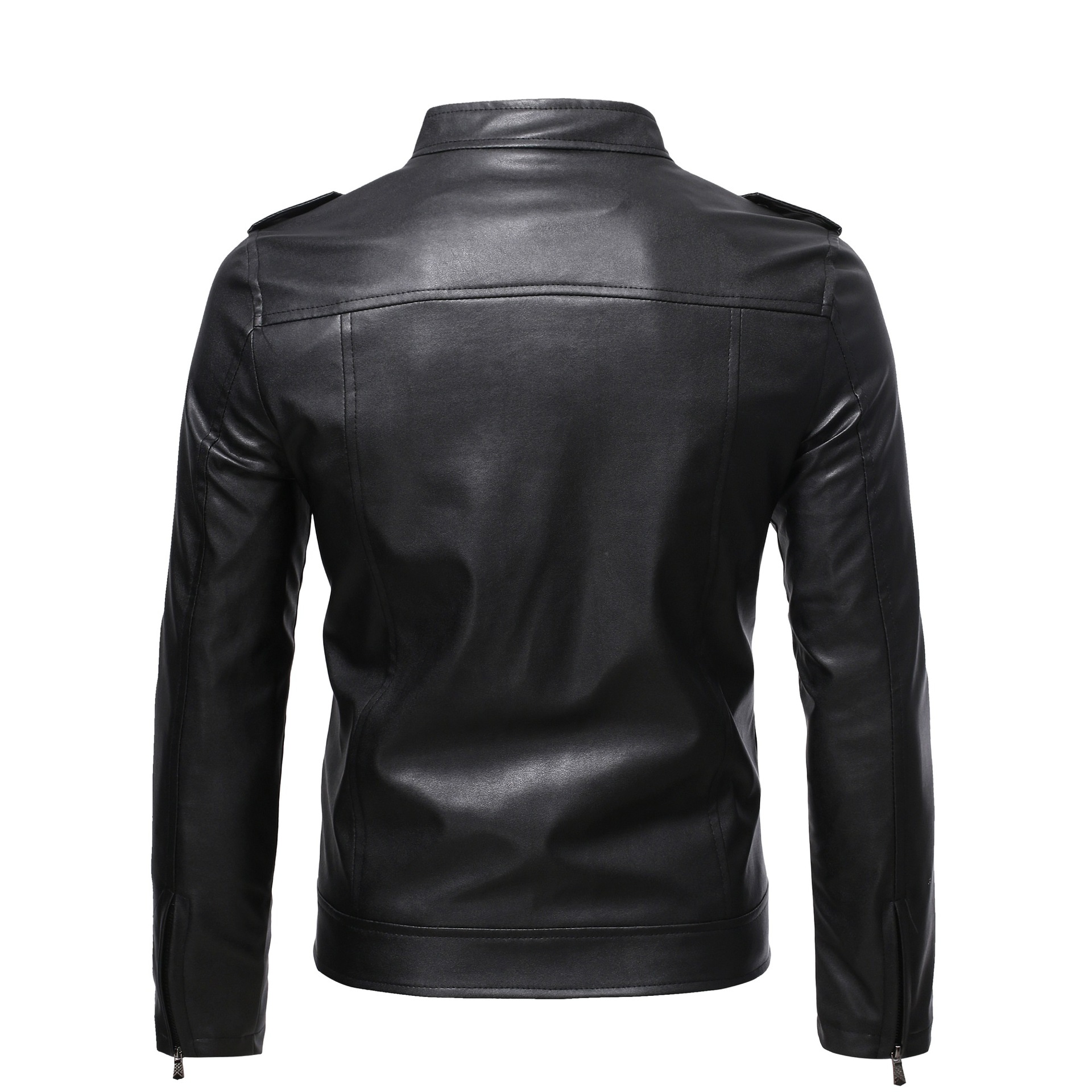 Men's autumn and winter new leather jacket fashionable business trend stand collar motorcycle leather jacket work jacket_voghion.com