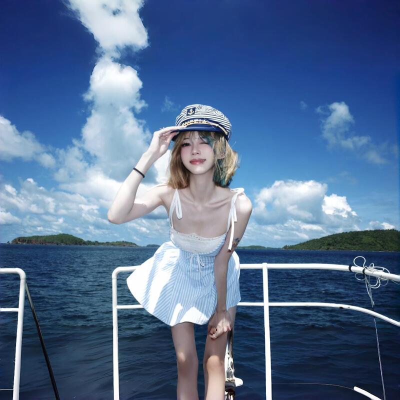 British Striped Navy Hat Summer Sun Protection Sun Hat 2025 New Japanese Style Sweet Sailor Hat