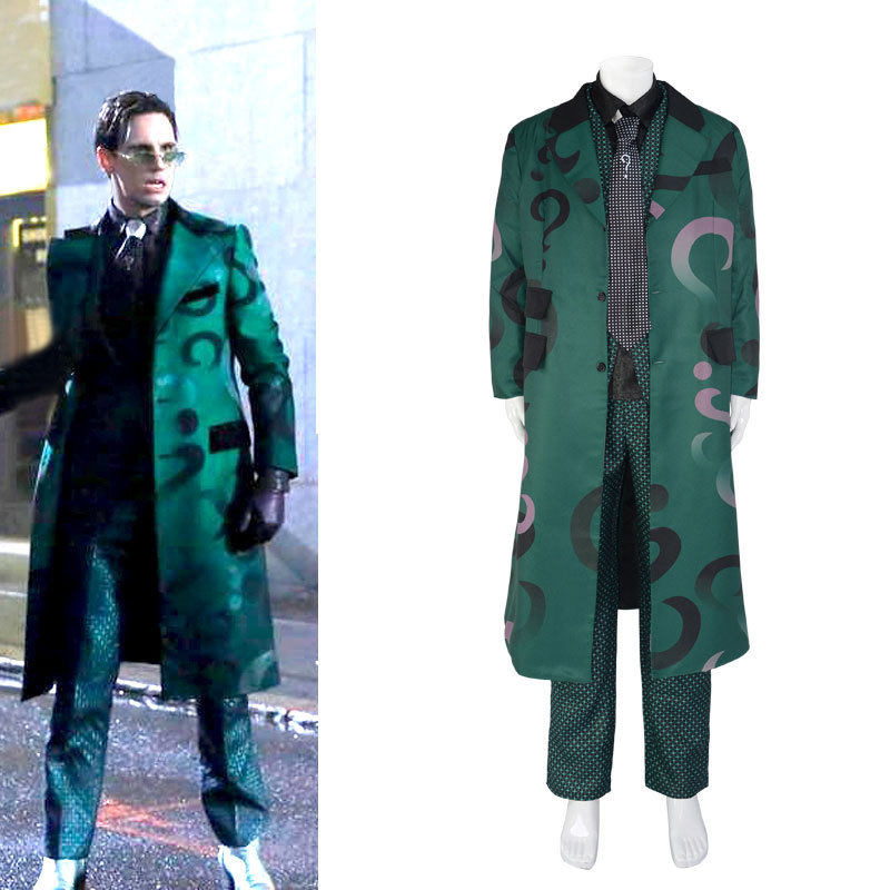 Gotham Camouflage Season 5 Riddler Cosplay Trench Coat Halloween Costume Manufacturer Wholesale