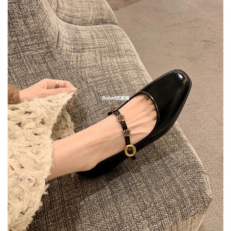 现货~苏茵茵 曼塔玫瑰~4cm内增高玫瑰金扣玛丽珍单鞋女通勤女鞋|undefined
