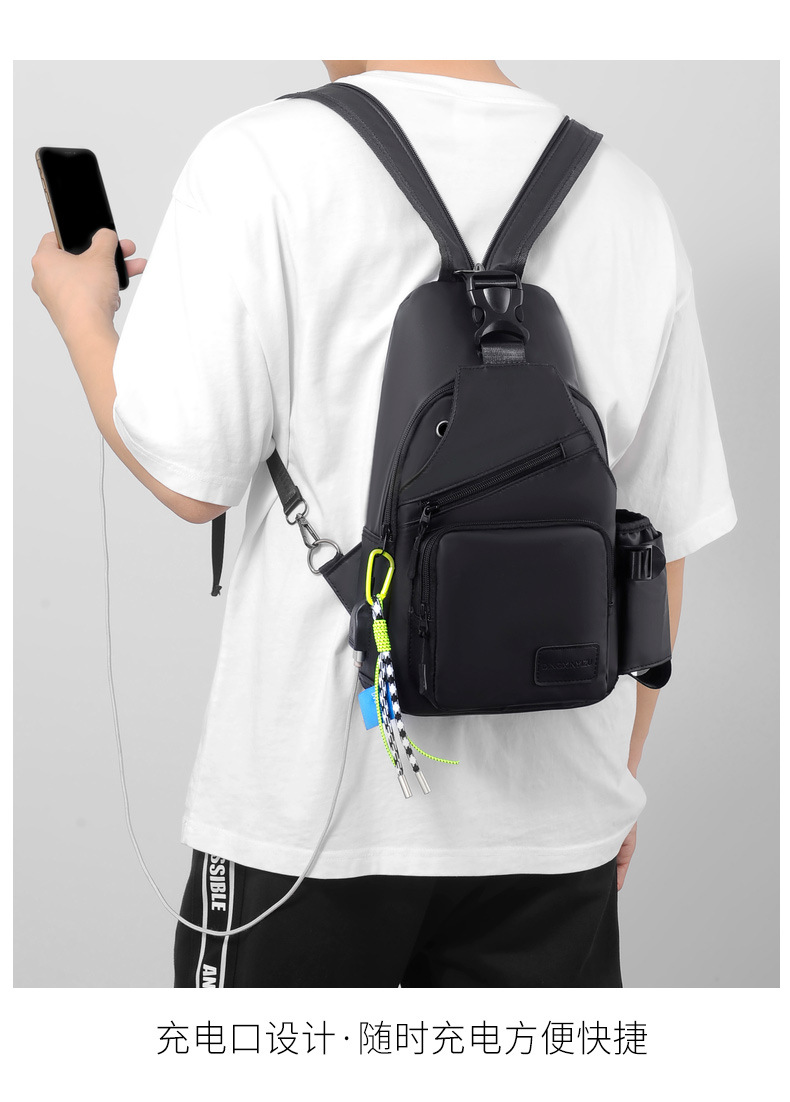 Wholesale new large-capacity men's chest bags, single-shoulder crossbody water cup bags, multi-functional waterproof outdoor small backpacks undefined