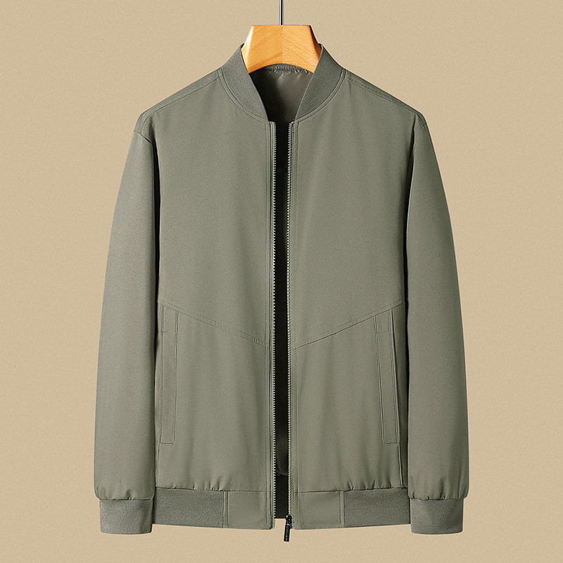 Primavera y otoño a prueba de viento, impermeable y resistente al desgaste, ocio simple, ropa de otoño para hombres, chaqueta de cuello vertical, chaqueta de vuelo de marca de moda