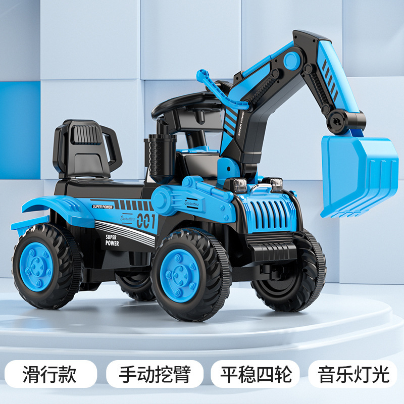 Excavadora de juguetes eléctricos para niños 1 - 5 años de edad coche de ingeniería puede sentarse en excavadora eléctrica de control remoto grande