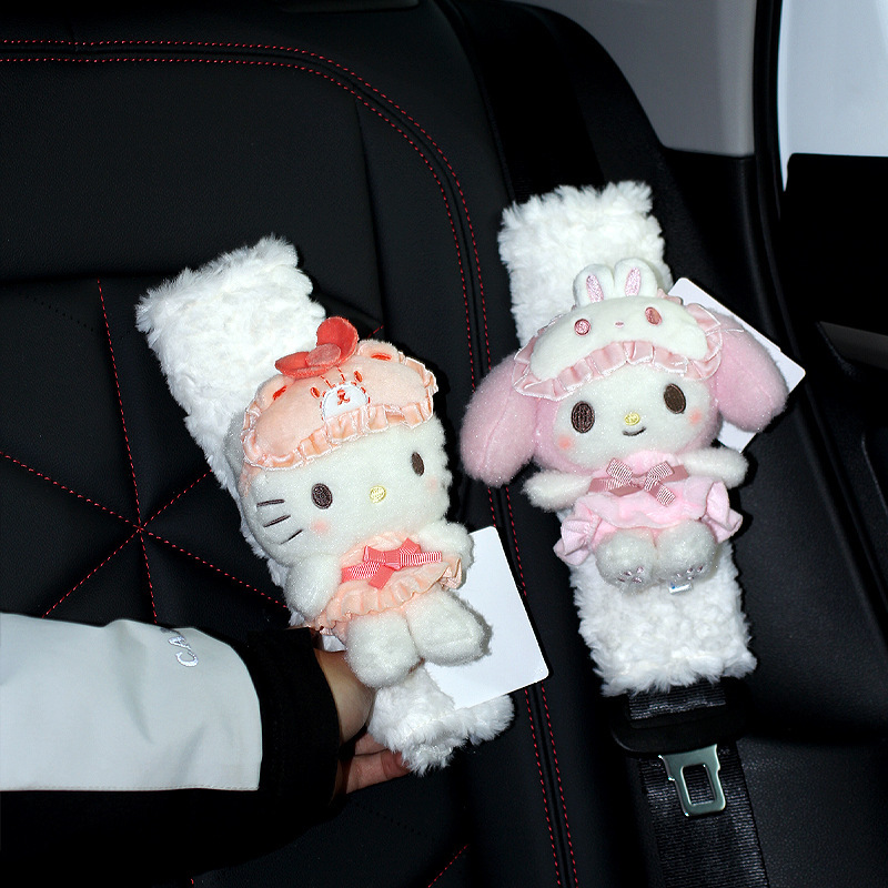 Pajamas Sanrio Safety Belt Shoulder Pads Cute Cartoon Plush Car Protective Cover Car Protective Cover for Couples