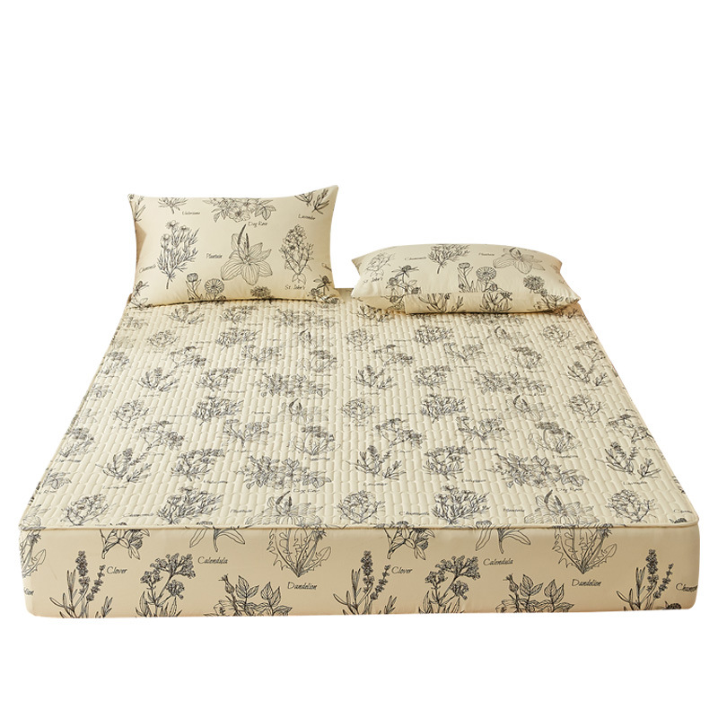 Sombrilla de cama acolchada de algodón engrosada de una sola pieza de invierno y otoño 2025 nueva cubierta protectora de colchón Simmons cubierta antipolvo