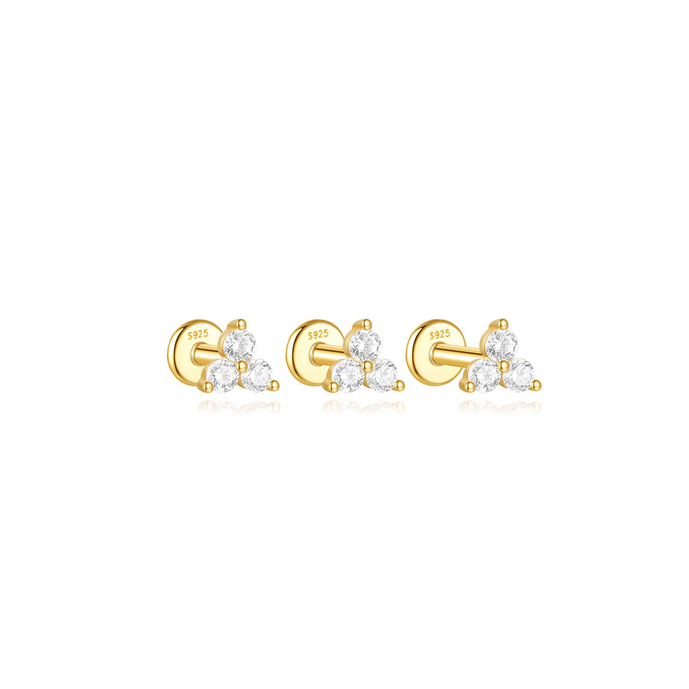 1g Weight Ear Studs Classification Ear Cartilage Rings & Studs Piercing Type 3 Pieces Set Quantity Daily, Festival Occasion 925 Sterling Silver Material Flower Pattern Women's Gender Plating Design Simple Style, Classic Style Style 3 Pieces Set Ear Cartilage Rings & Studs Simple Style Classic Style Flower 925 Sterling Silver Plating Ear Cartilage Rings & Studs 28
