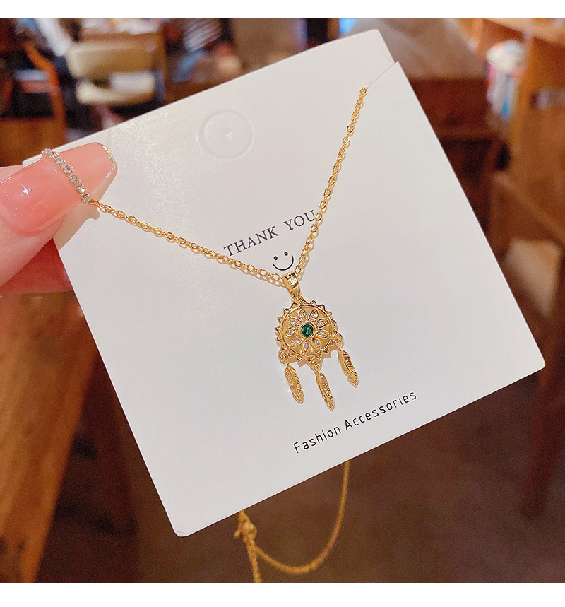 New Trendy Geometric Flower Shape Pendant Leaves Titanium Necklace_colorza_6