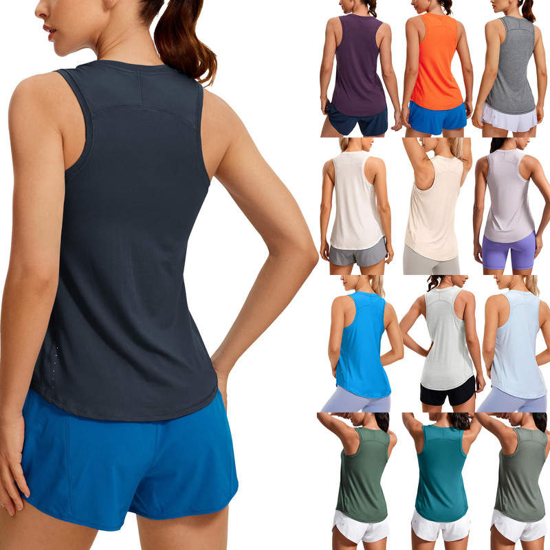 Cross-Border Export Lightweight Racer Vest for Women 2025 High Collar Amazon Hot Style Exercise Sports Leisure Running Sleeveless
