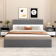 北歐床現代簡約單雙人床榻榻米床經濟型實木床公寓出租房床